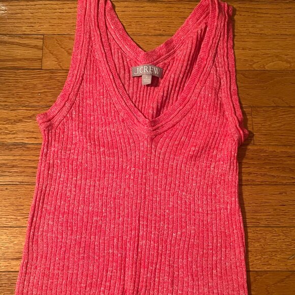 JCrew V-Neck Barbie Pink Heather Rib Sweater Tank Top - Picture 1 of 4